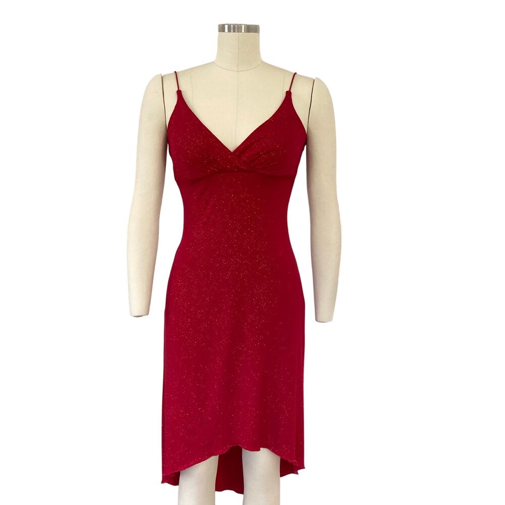 Y2K City Triangles Sparkly Red Midi Dress